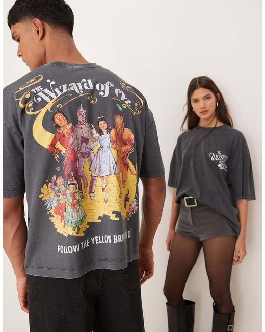 ASOS Black Unisex Boxy Oversized T-shirt With The Wizard Of Oz Prints
