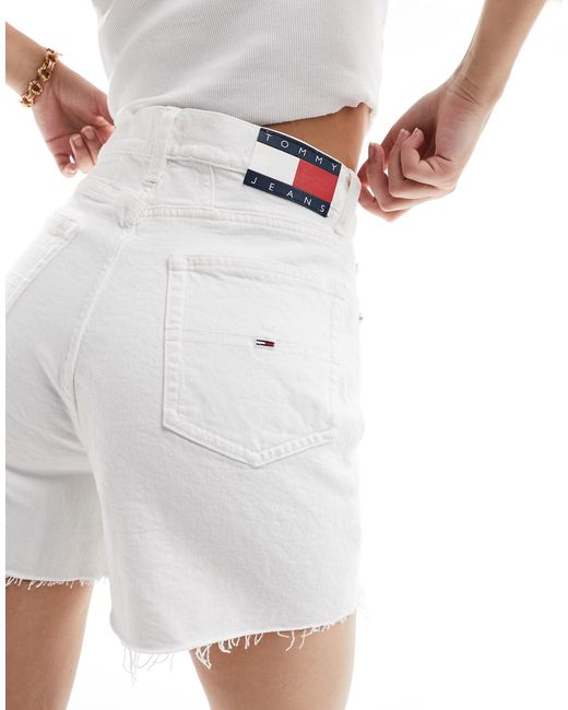 Short mom en jean taille ultra haute - délavé Tommy Hilfiger en coloris White
