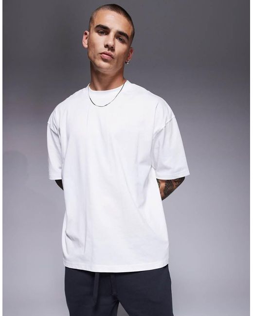 Camiseta Blanca Extragrande Con Gráfico De Souvenir De -Blanco ASOS de hombre de color Gray