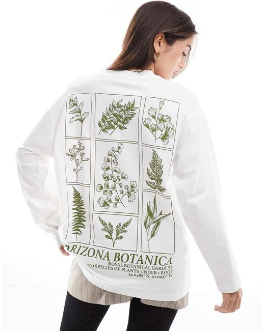 ASOS White Long Sleeve Skater With Botanical Graphic