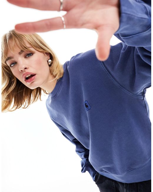 Carhartt Blue – nelson – gefärbtes sweatshirt