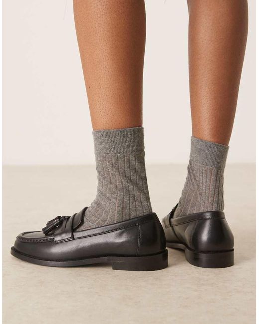Walk London Black Rhea Tassle Loafer