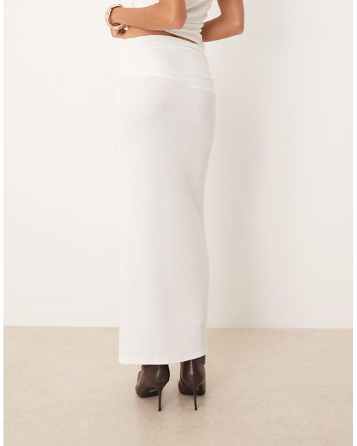 Jupe droite longue d'ensemble en maille côtelée texturée - ivoire ASOS en coloris Natural