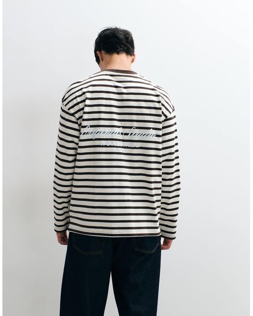 Jack & Jones White Long Sleeve Striped T-shirt for men
