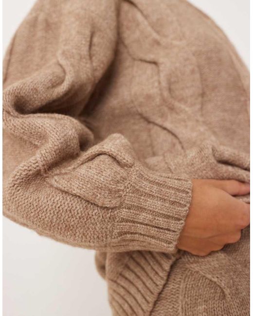 Pretty Lavish Brown Cable Knit Jumper Co-Ord