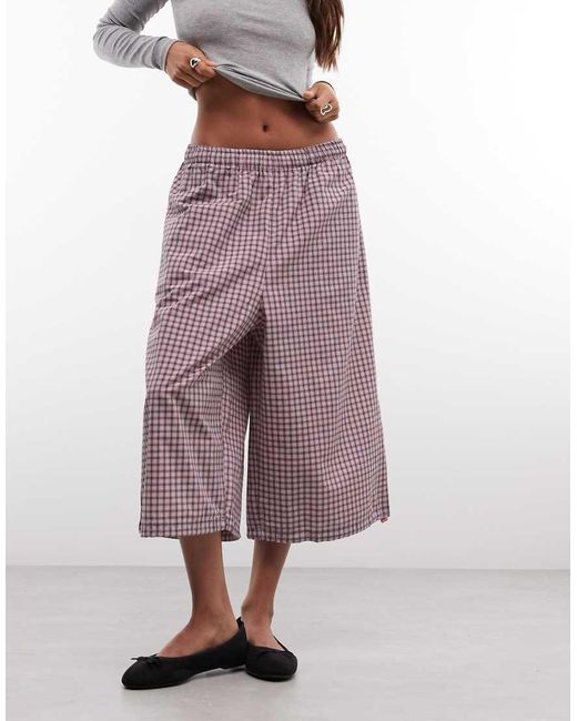 Collusion Purple 3/4 Nylon Check Jort
