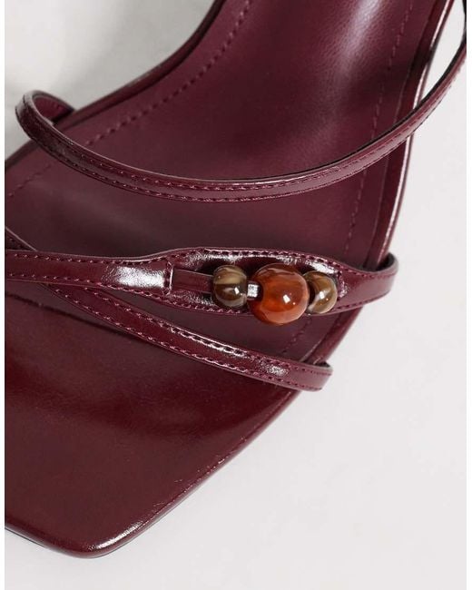 SIMMI Red Simmi London Farah Kitten Heel Sandals With Beads