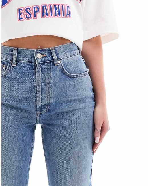 TOPSHOP Blue Hourglass Straight Kort Jeans