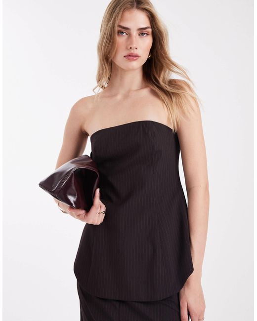 ASOS Black Tailo Curved Hem Peplum Bandeau Co-ord Top