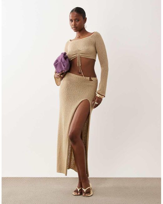 Honest The Label Brown Aura Knitted Bandeau Top