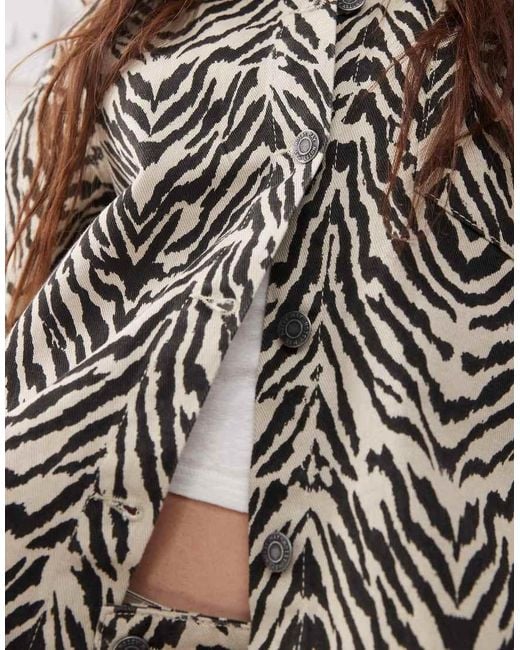 Chaqueta Extragrande Con Estampado De Cebra De (Parte De Un Conjunto) Noisy May de color Gray