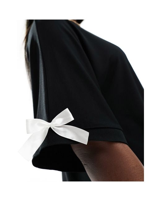 Fashionkilla Black Bow Detail Mini T-shirt Dress