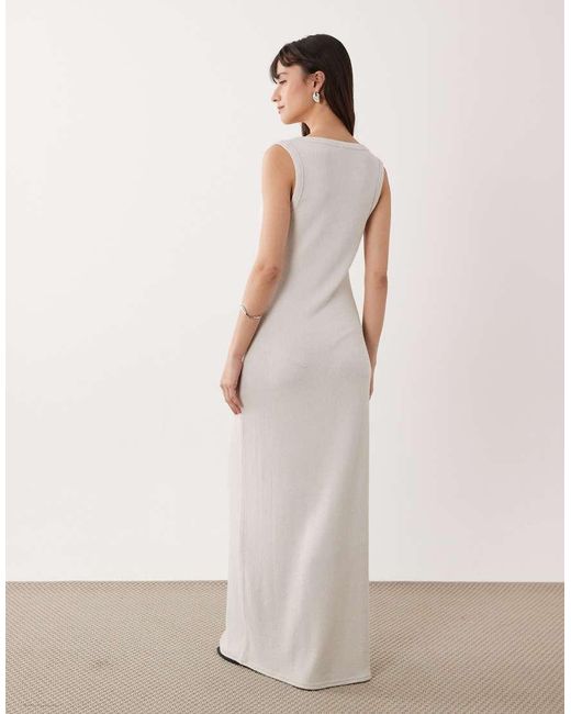 ASOS Natural Lightweight Boucle Scoop Maxi Dress