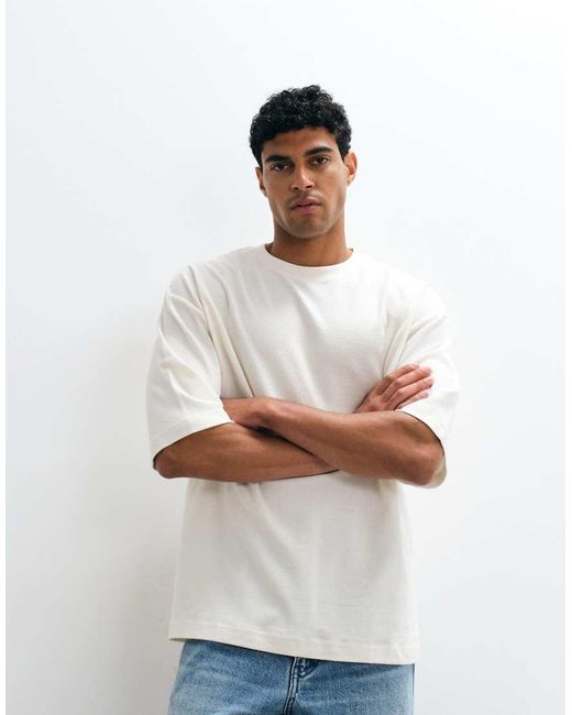 ASOS White Oversized T-Shirt With Half Sleeve for men