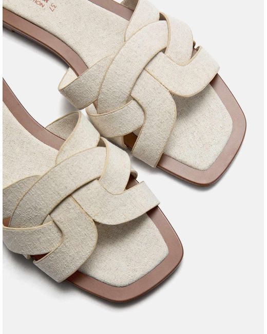 Pull&Bear White – flache slider aus stoff