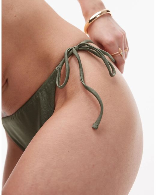 Mango Brown Ruched Detail Tie Side Bikini Bottom