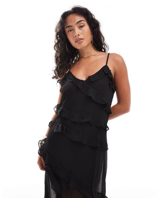 ONLY Black Ruffle Layer Midaxi Dress