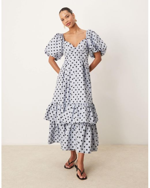 Sister Jane Blue Dream Puff Sleeve Ruffle Maxi Dress