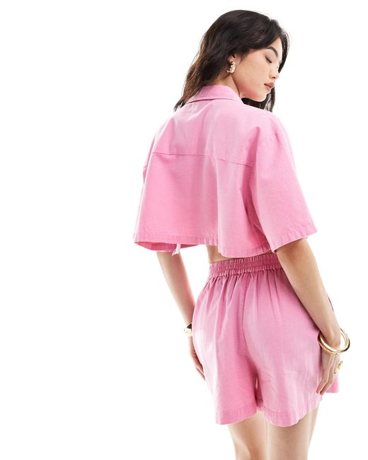 ASOS Pink Cropped Shirt