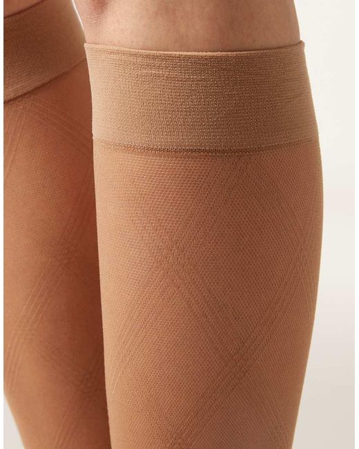 Calzedonia White Diamond-Pattern Sheer Knee-High Socks
