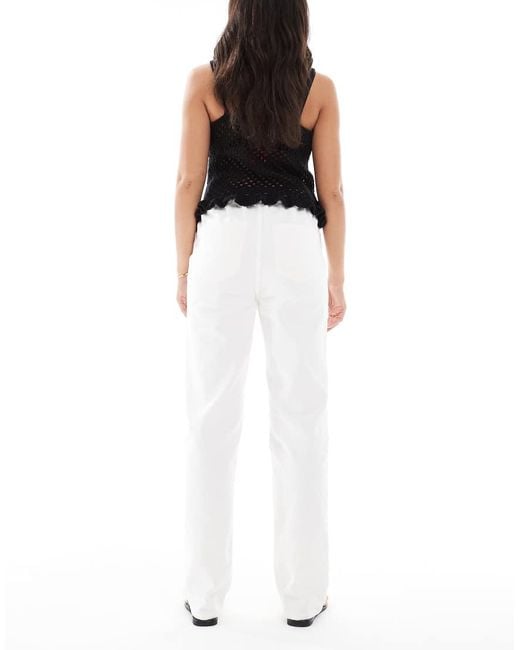 Miss Selfridge White Elasticated Waist Straight Leg Jeans