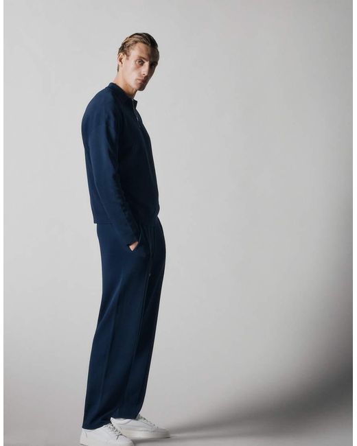ASOS COLLECTIVE Blue Relaxed Compact Knit Half Zip Polo Co-ord for men