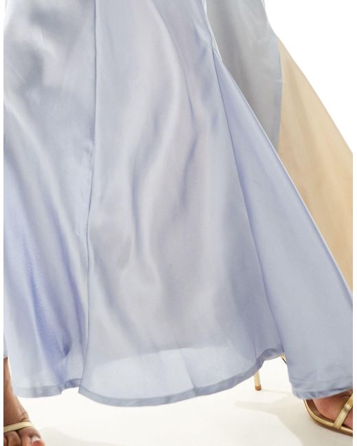 ASOS White Satin One Shoulder Maxi Dress With Lace Applique Detail