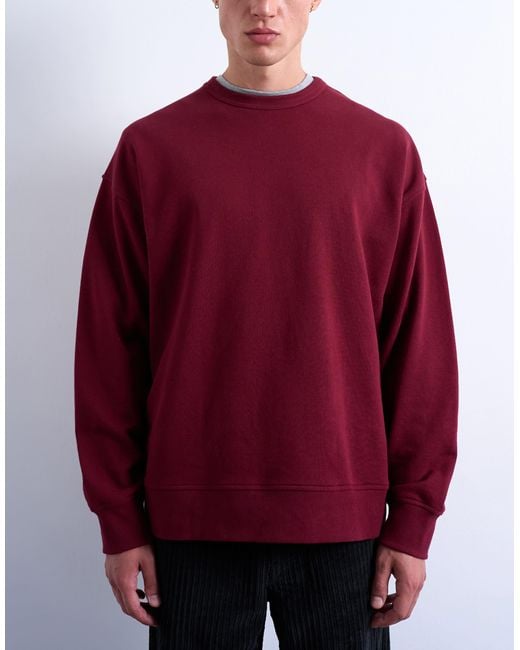 Topman – hochwertiges, leichtes oversize-sweatshirt in Red für Herren