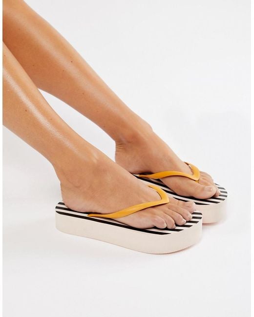 Weekday Stripe Flatform Flip Flop | Lyst