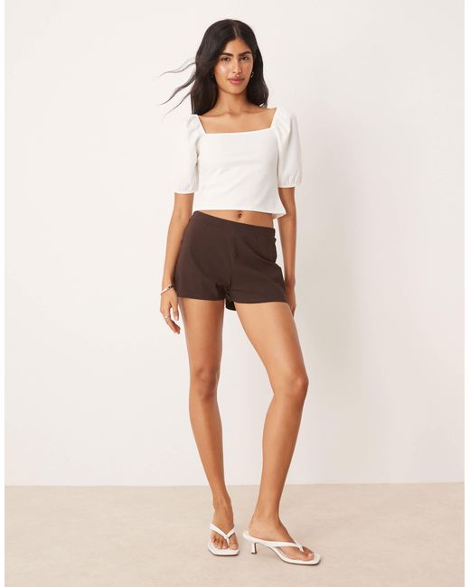 ASOS White Bardot Puff Sleeve Top