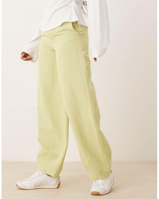 ASOS Natural Linen Blend Barrel Leg Trouser Co-ord