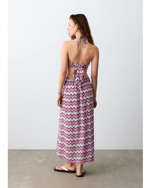 Mango Red Teen Halterneck Cut Out Maxi Dress