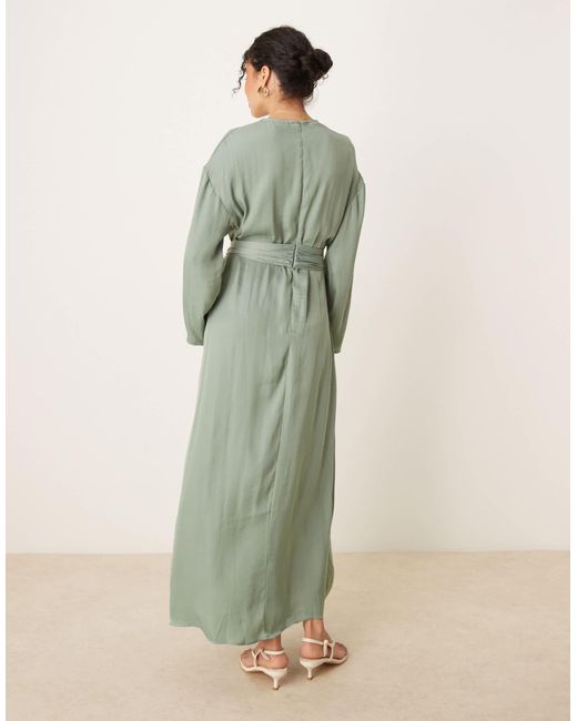 ASOS Green – langärmliges maxikleid aus satin