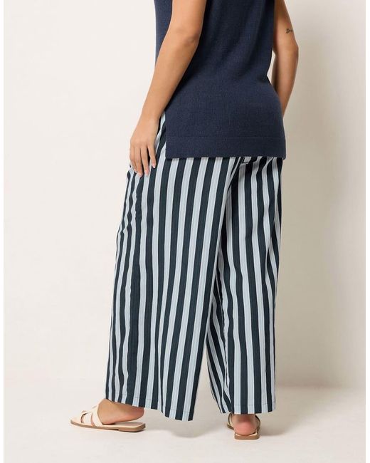 Yours Clothing Blue Stripe Wide Leg Trousers