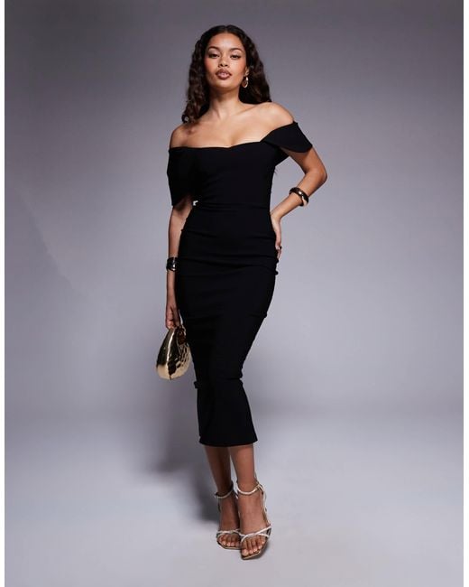 Vesper Petite Black – midaxi-kleid aus bengaline
