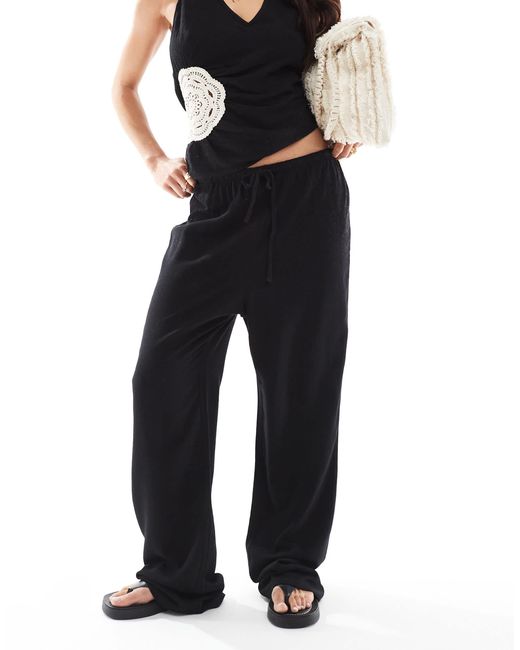 4th & Reckless Blue Linen Look High Waisted Wide Leg Beach Trousers Co-Ord