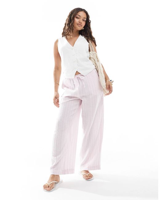 Vero Moda Pink Cotton Wide Leg Trousers