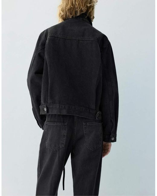 Pull&Bear Gray Denim Trucker Jacket