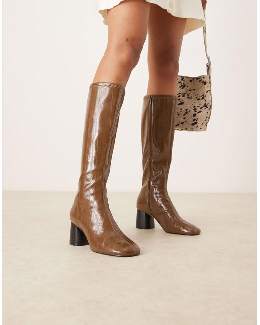 ASOS Natural Cassidy Round Toe Knee Boots