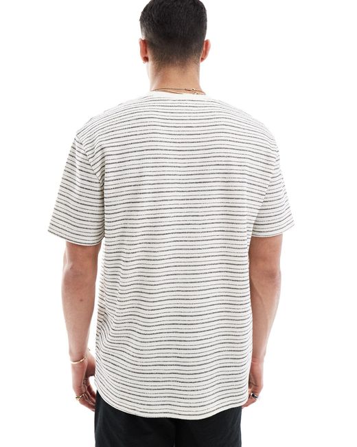T-shirt comoda testurizzata a righe di ASOS in White da Uomo