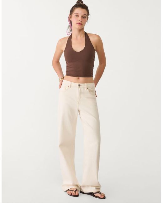 Stradivarius Brown Halter Crop Top