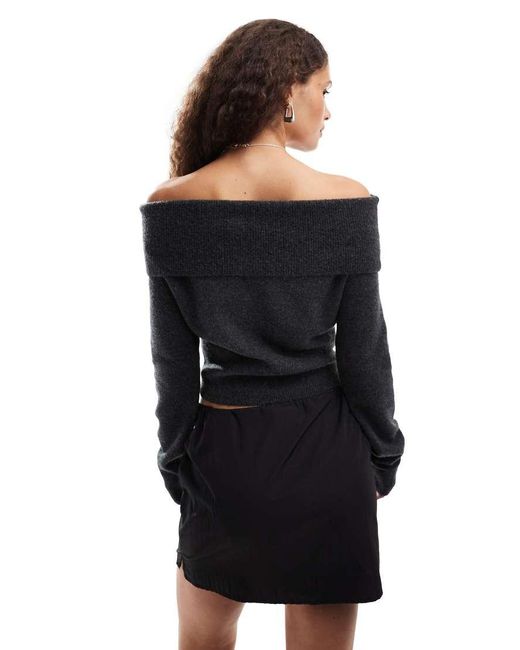 Jersey Negro Jaspeado Con Escote Bardot De Punto Lolo De Weekday de color Black