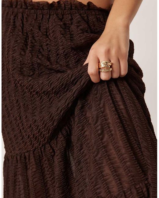 ASOS Brown Co-Ord Textured Tiered Maxi Skirt