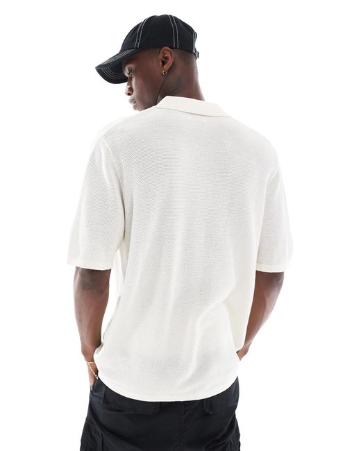 Polo boutonné oversize en maille Jack & Jones pour homme en coloris White