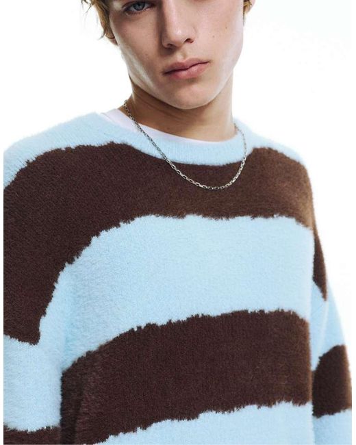 Pull&Bear Blue Striped Jumper for men