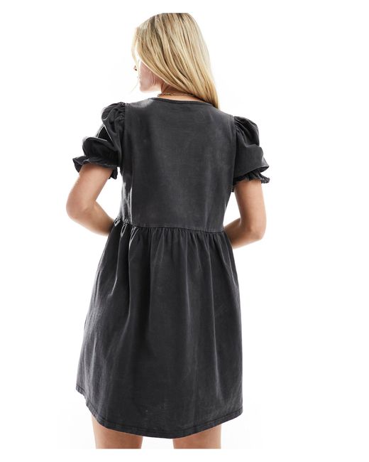 Miss Selfridge Black Short Sleeve Mini Smock Dress