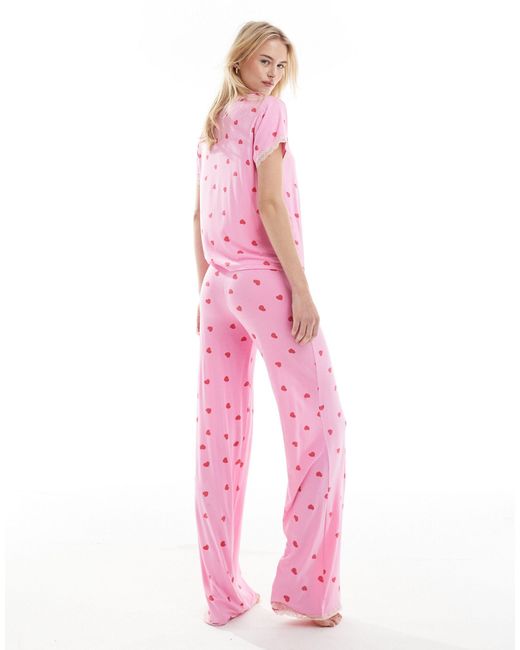 ASOS Pink Tall Mix & Match Super Soft Heart Print Pyjama Trouser