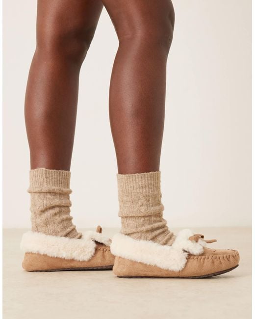 ASOS Natural – zelda – mokassin-hausschuhe aus wildlederimitat