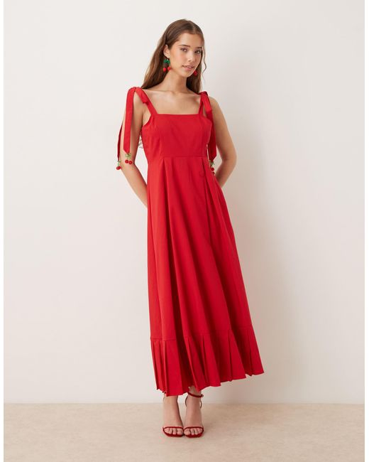 Sister Jane Red Bow Shoulder Midaxi Dress