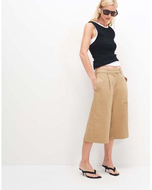 TOPSHOP Natural Longline Bermuda Cargo Shorts